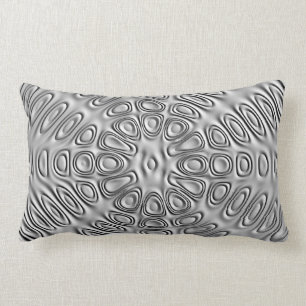 Embossed Look Silver Grey Metal Sand Flower Lumbar Pillow