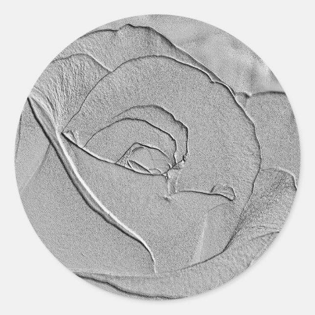 Embossed Look Silver Rose 1 Classic Round Sticker (Front)