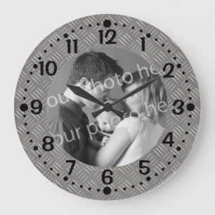 Embossed Metal Look Custom Photo Clock w/ Minutes