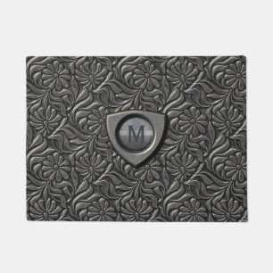 Embossed Metal Shield Monogram ID139 Doormat