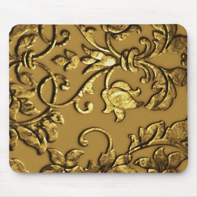 Embossed Metallic Damask, Gold Mouse Pad (Front)