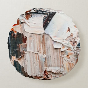 Embossed pasty oil paints and reliefs. Primary col Round Pillow