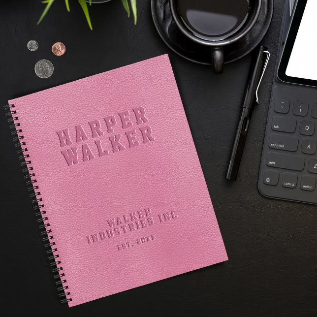Embossed Personalized Pink Vegan Leather Notebook (Creator Uploaded)