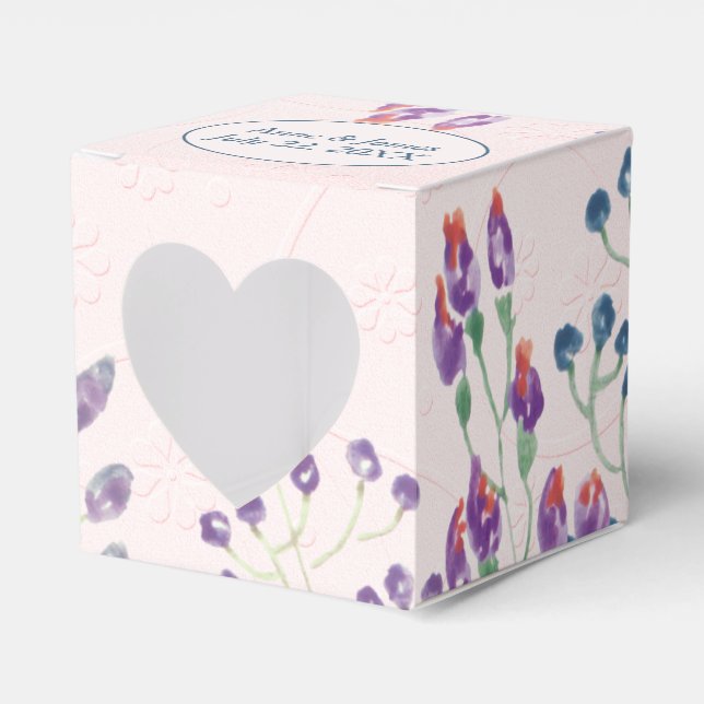 Embossed Pink Blush With Flowers Favor Box (Front Side)