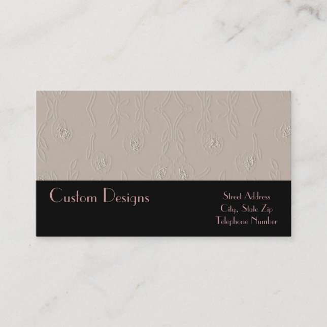 Embossed Platinum on Black Business Cards (Front)