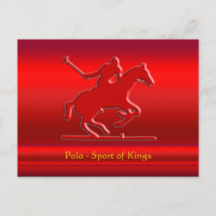 Embossed Polo Pony and Rider, red chrome-look Postcard