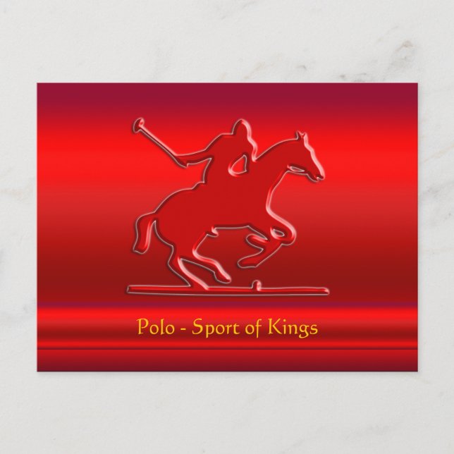 Embossed Polo Pony and Rider, red chrome-look Postcard (Front)