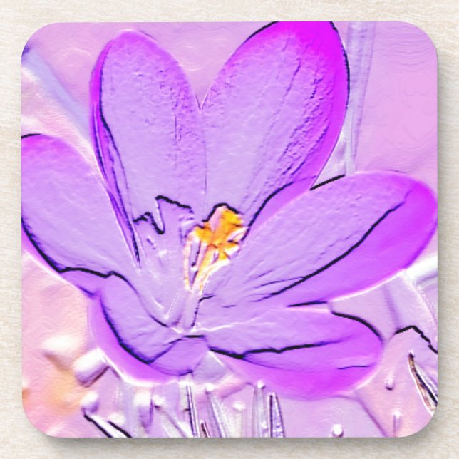Embossed Purple Crocus Coaster (Front)