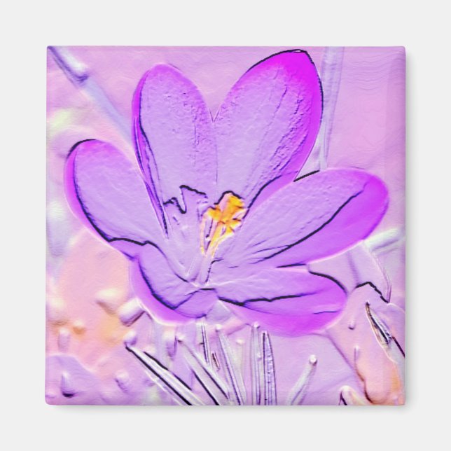 Embossed Purple Crocus Magnet (Front)