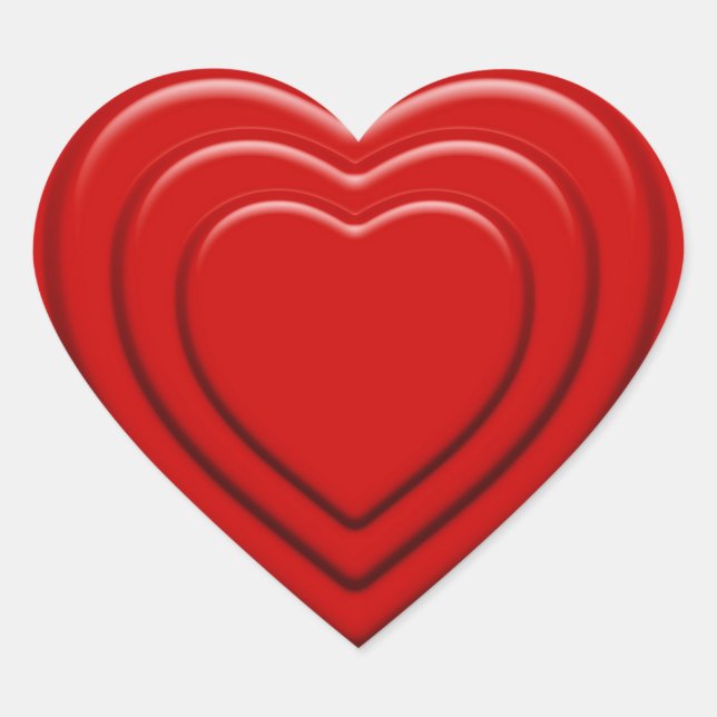 Embossed Red Heart Heart Sticker (Front)
