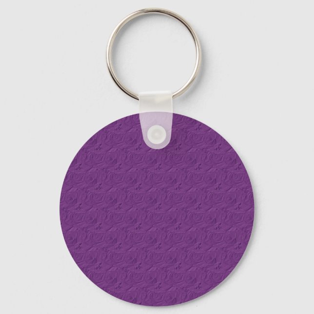 Embossed Roses Lavender Purple Keychain (Front)