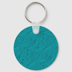 Embossed Roses Teal Keychain