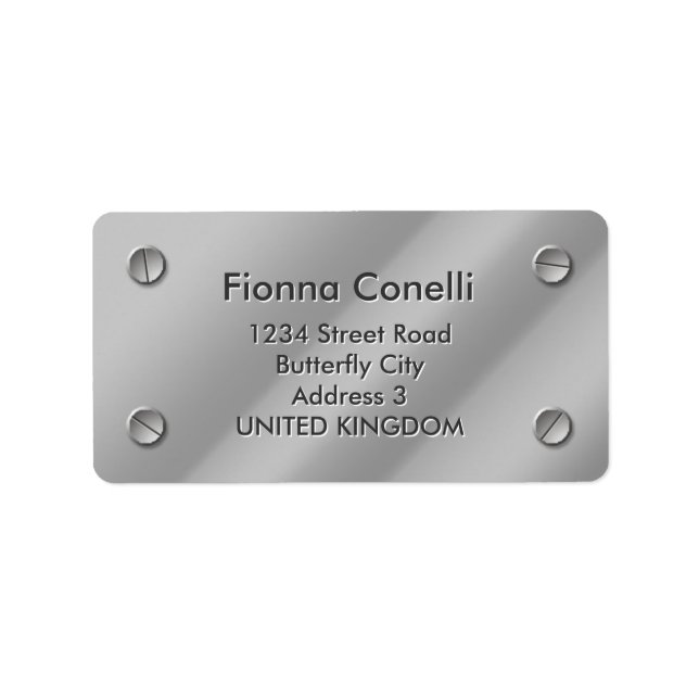 Embossed Silver Steel Plate Address Label Template (Front)