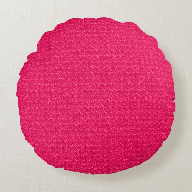 Embossed Swirls-Candied Pink-Round Throw Pillow (Front)
