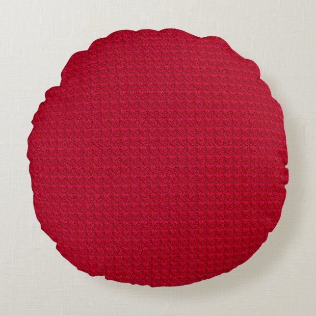 Embossed Swirls-Rasp. Red-Round Throw Pillow (Front)