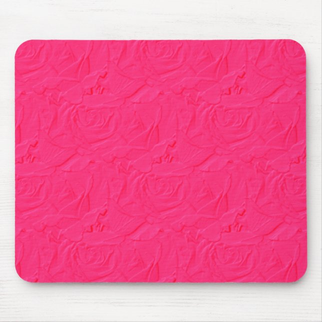 Embossed Textured Roses BUBBLEGUM PINK MOUSEPAD (Front)