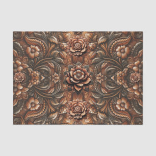 Embossed Vintage Floral Faux Leather Look Tissue Paper