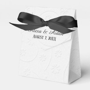 Embossed Wedding White Floral Favor Box