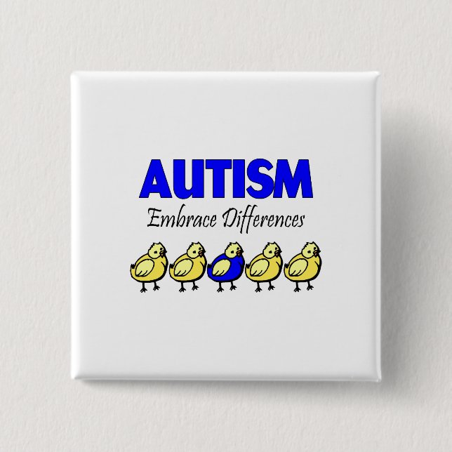 Embrace Autism (Ducks) 2 Inch Square Button (Front)