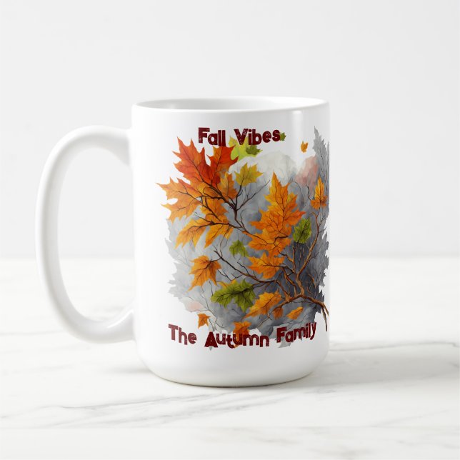 Embrace Autumn: Inspirational Mugs with Leaf Motif (Left)