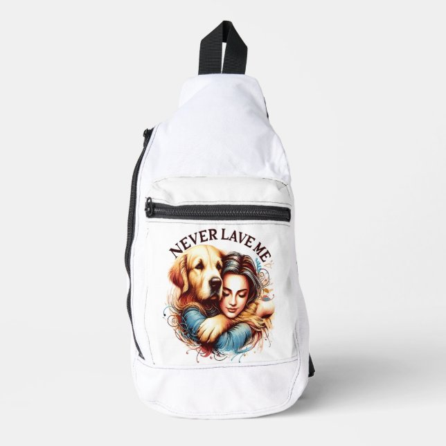Embrace Between Woman and Dog Sling Bag (Front)