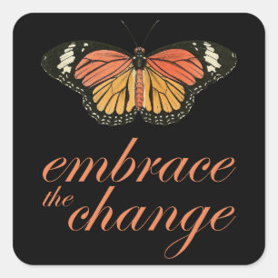 Embrace Change Orange Square Sticker