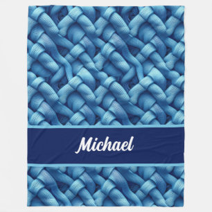 Embrace Comfort with Our Blue Knit Personalized Fleece Blanket