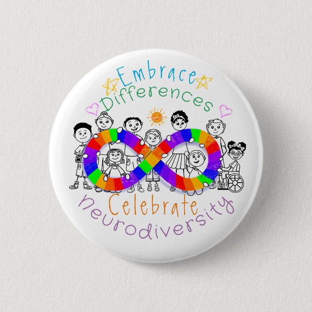 Embrace Differences Autism Awareness Button Pin (Front)