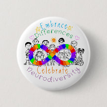 Embrace Differences Autism Awareness Button Pin