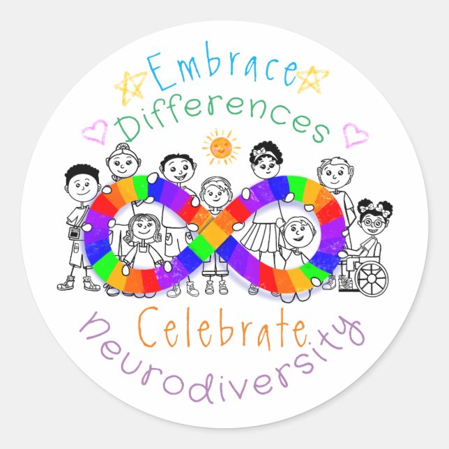 Embrace Differences… Autism Awareness Stickers  (Front)