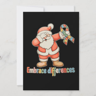 Embrace Differences Autism Christmas Santa Xmas Holiday Card