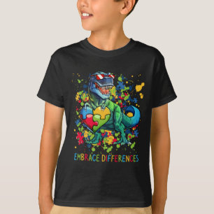Embrace Differences Autism Dinosaur T-rex Puzzle H T-Shirt