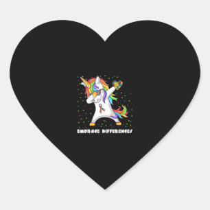 Embrace Differences Dabbing Unicorn T-shirt Autism Heart Sticker