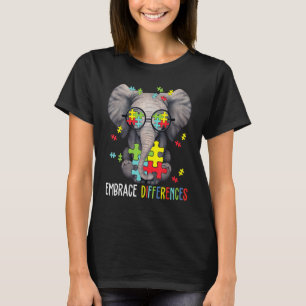 Embrace Differences Elephant Funny Autism Awarenes T-Shirt