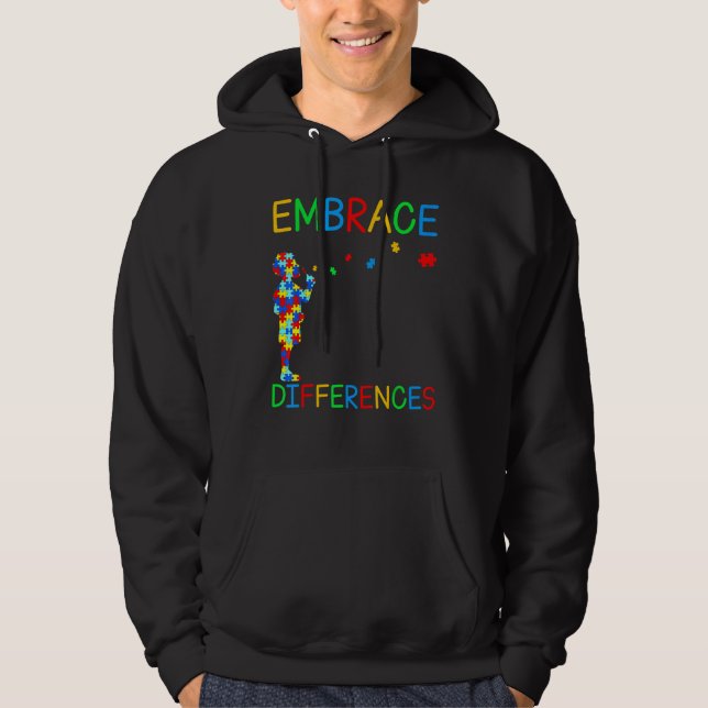 Embrace Differences  Puzzle Autism Awareness Day Hoodie (Front)