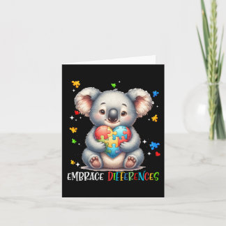 Embrace Differences Puzzle Heart Koala Autism Awar Card