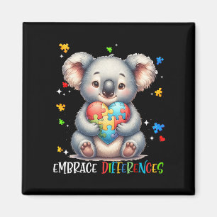 Embrace Differences Puzzle Heart Koala Autism Awar Magnet
