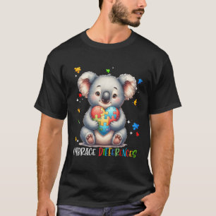 Embrace Differences Puzzle Heart Koala Autism Awar T-Shirt