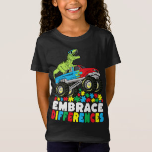 Embrace Differences T Rex Monster Truck Autism T-Shirt