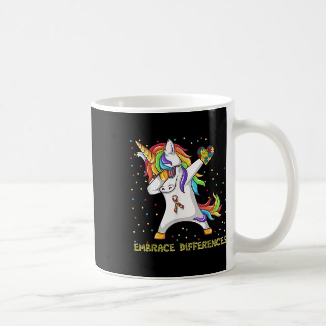 Embrace Differences Unicorn Dabbing Puzzle Autism  Coffee Mug (Right)