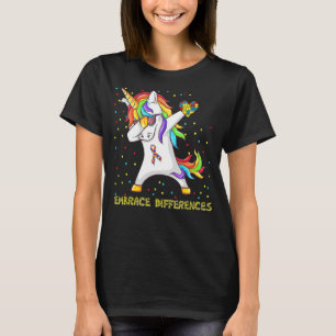 Embrace Differences Unicorn Dabbing Puzzle Autism T-Shirt