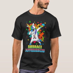 Embrace Differences Unicorn Dabbing Puzzle Autism T-Shirt