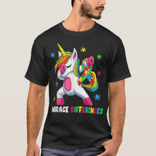 Embrace Differences Unicorn - Embrace ADHD Autism  T-Shirt