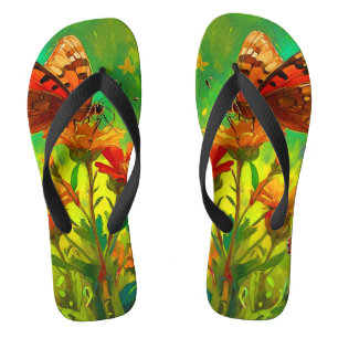 Embrace Diversity - Butterfly and Wild Flowers Flip Flops