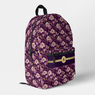 Embrace Elegance: Personalized Purple & Gold Asian Printed Backpack