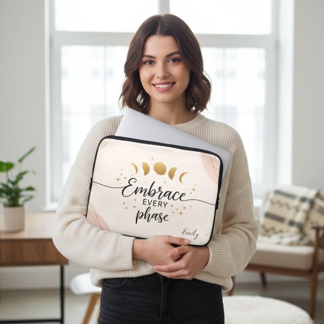 Embrace Every Phase – Personalized Moon Phases Lap Laptop Sleeve (Creator Uploaded)