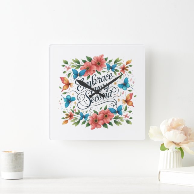 Embrace Every Second Square Wall Clock (Home)