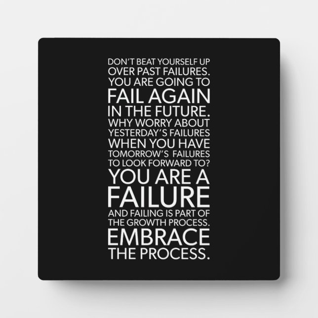 Embrace Failure Enthusiasts Gym Hustle Success Plaque (Front)