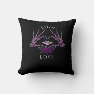 Embrace Goth Skeleton Heart Artistic Style Throw Pillow