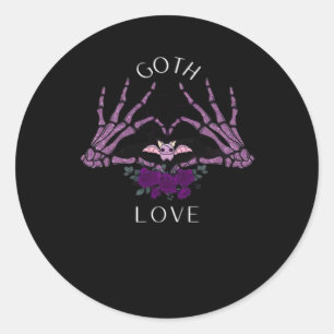 Embrace Goth Skeleton Heart Classic Round Sticker